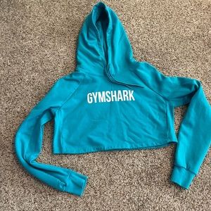 Blue gymshark cropped hoodie sweatshirt